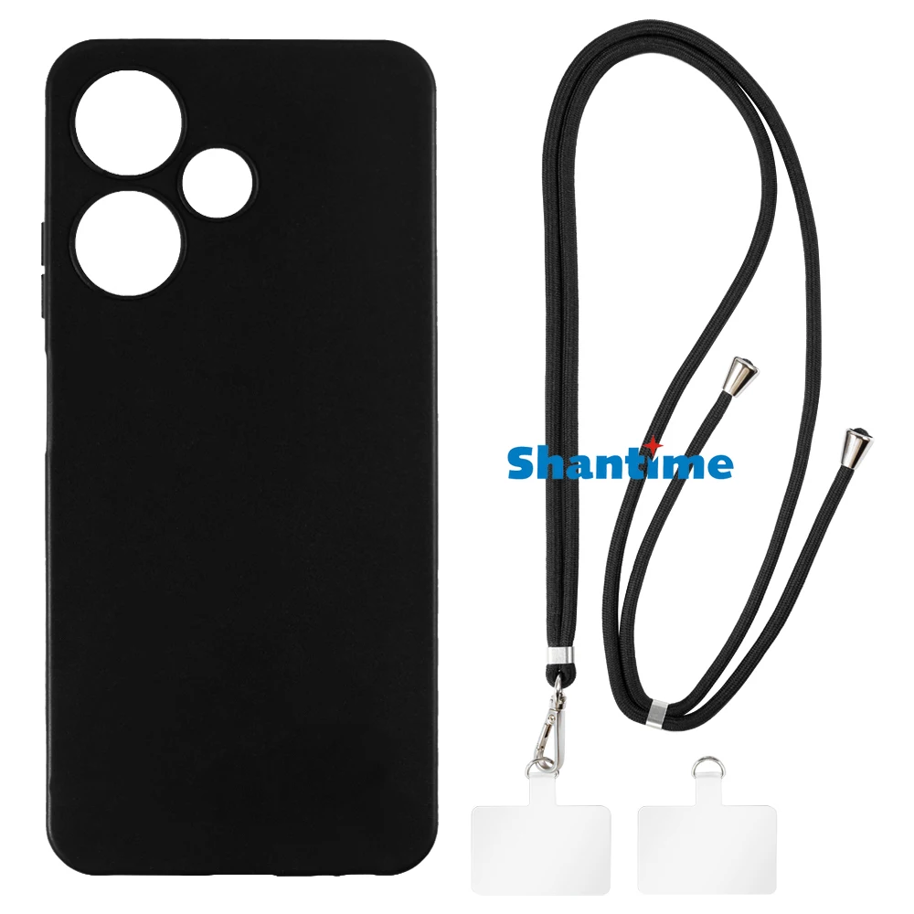 Suitable for Infinix Hot 30i X669C 4G Case + Ajustable Neck/Crossbody Lanyards and Spacers, Silicone TPU Cover with Soft