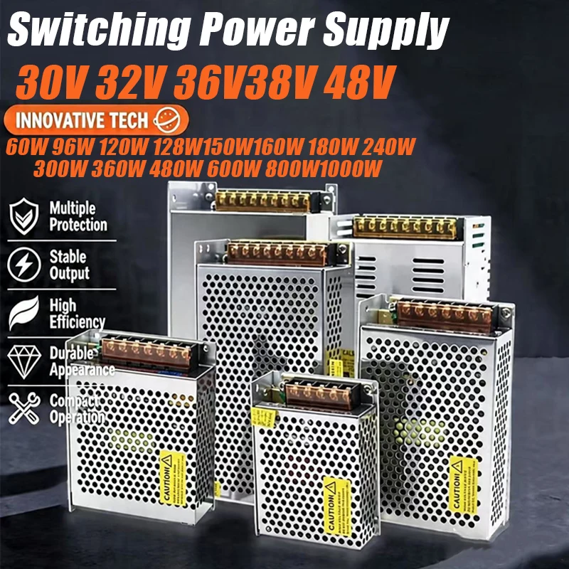 Switching 32V DC Power Supply SMPS 48V 36V 30V  60W 96W 128W 150W 240W 360W 480W 800W 110V AC 220V to 1A 2A 3A 5A 10A SAVAGESR