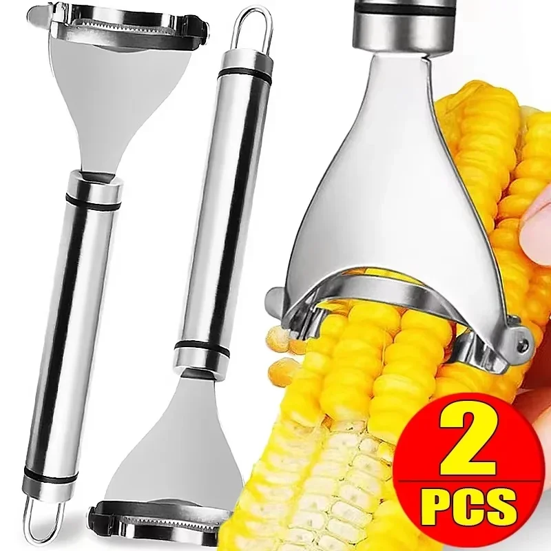 2pcs Stainless Steel Corn Planer Ergonomic Handle Corn Peeler Peel, Separate & Enjoy Fresh Corn with Minimal Effort