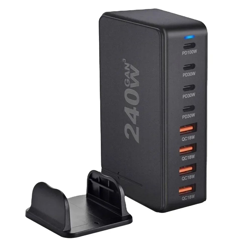 

240W 8 Port USB Fast Desktop Charger with 4A 4C Quick PD Charger Docking Station