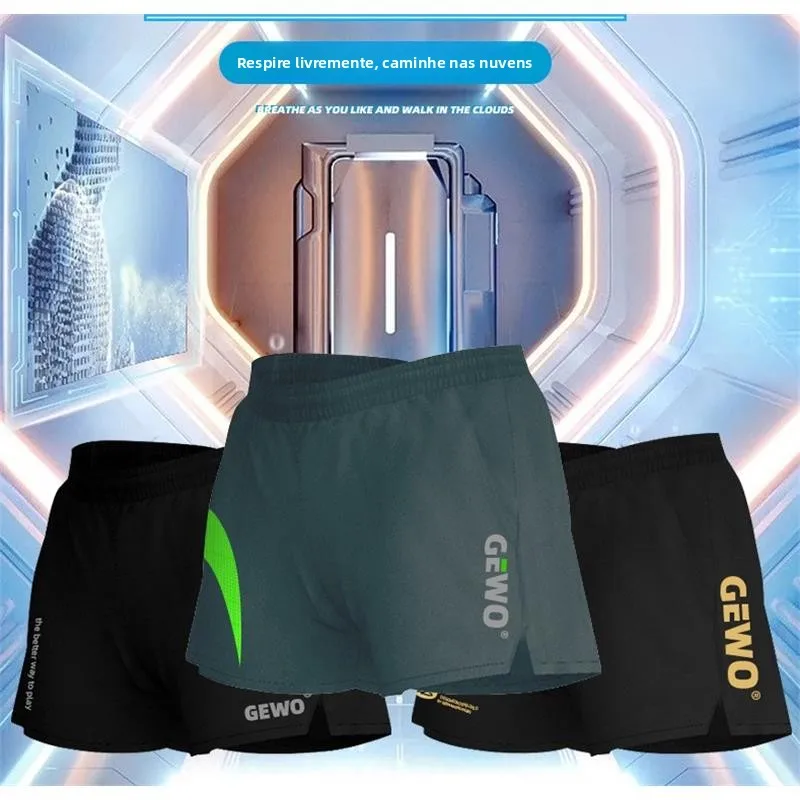 gewo-プロフェッショナルバドミントンショーツ速乾性通気性トレーニングスポーツパンツユニセックス-v-ネックポリエステル生地フィットネスファン用品
