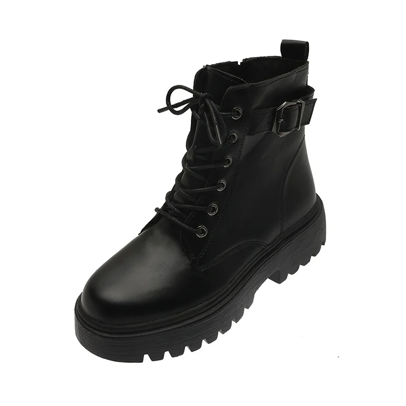 Bottes Rondes en Caoutchouc avec Fermeture Éclair pour Femme, Chaussures d'Hiver de Pluie, Grande Taille, en Cuir Noir, Rinçage Temporel, 2024