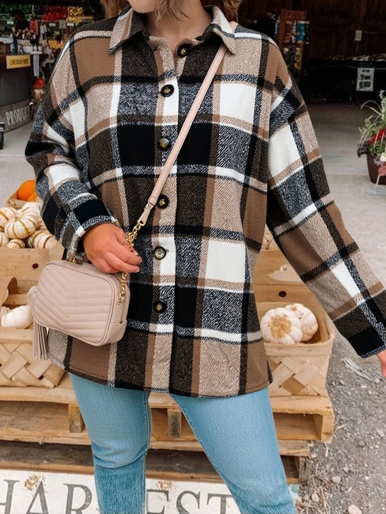 

All Seasons Women's 2025 Shirts Comfortable Plaid Long Sleeve Shirt Collar Single Breasted Loose Fit Daily Shirts