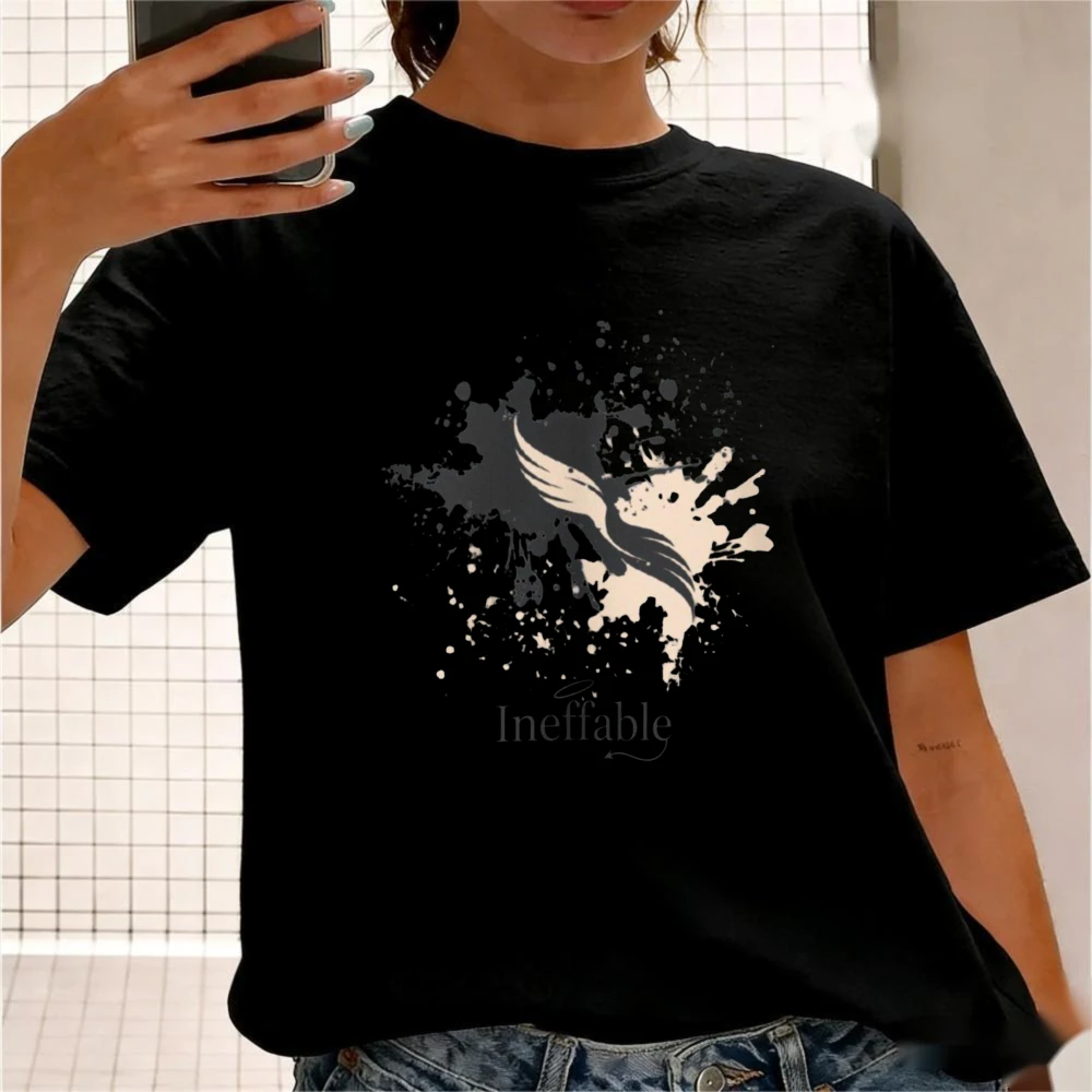 Ineffable Angel Demon Tee Good Omens Shirt Fandom Gift Unisex Tshirt Abstract Ink Splatter Wing Print Aesthetic Women T-shirt