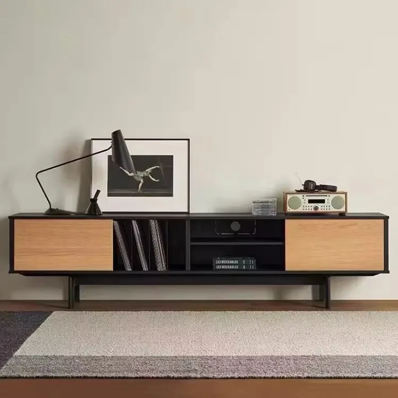 Solid wood vintage color blocking walnut black designer oak audio-visual baseboard
