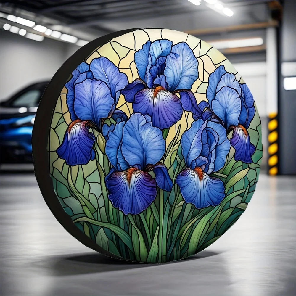 1pc Weatherproof RV Tire Covers In Purple Iris Polyester, Perfect As Christmas Gifts For Off-Road Tire Without Needing Electrici
