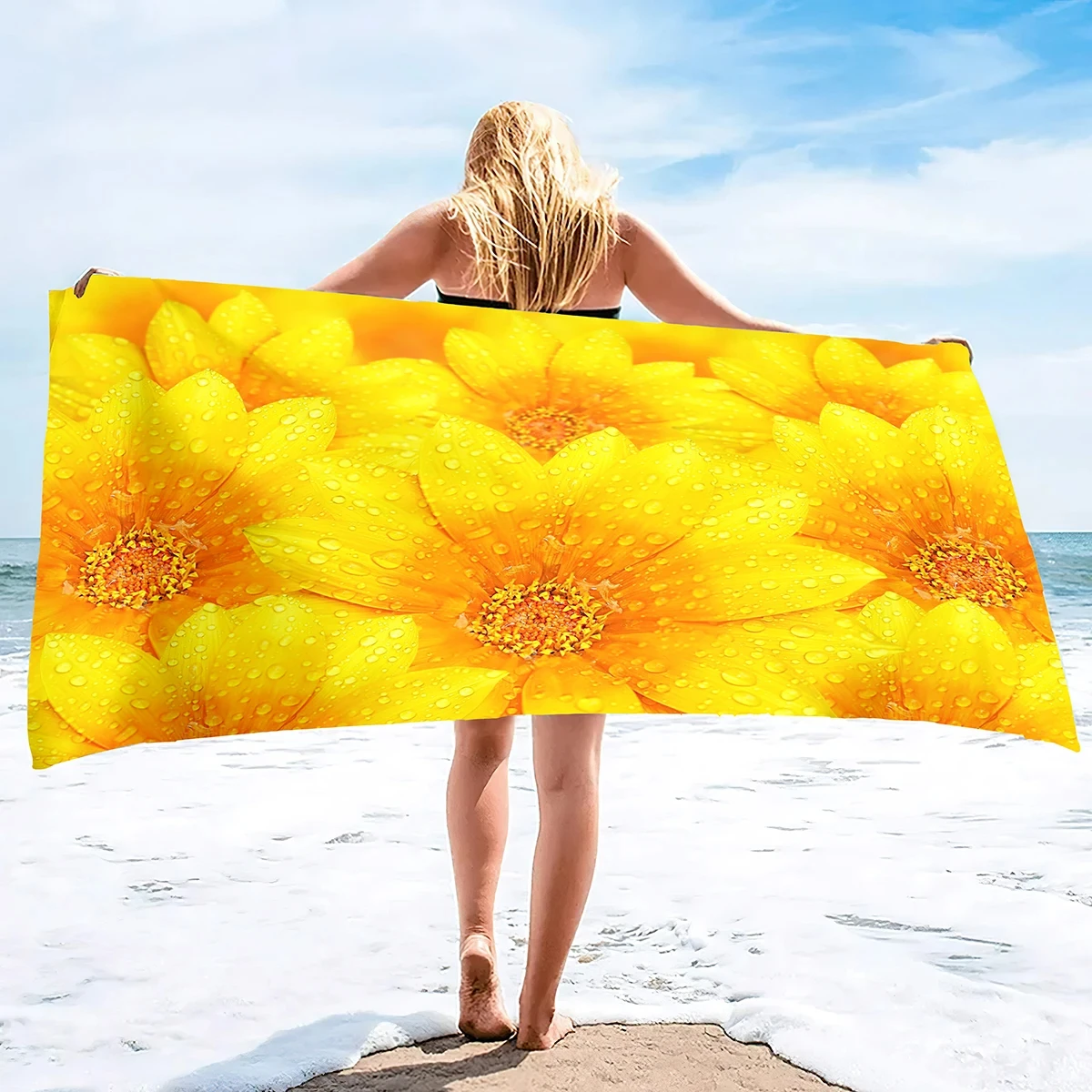 Flowers Beach Towel, Super Soft Quick Dry Bath Towel,Sand Proof Swimming Floral Flowers Bath Pool Towel for Travel Camping Sport