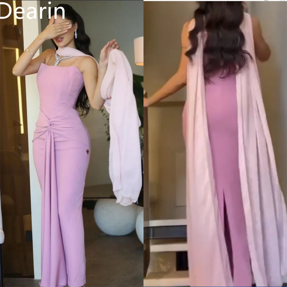 Customized Formal Dress Dearin Spaghetti Strap Sheath Floor Length Skirts Knot Sleeveless Bespoke Occasion Dresses Prom Evening