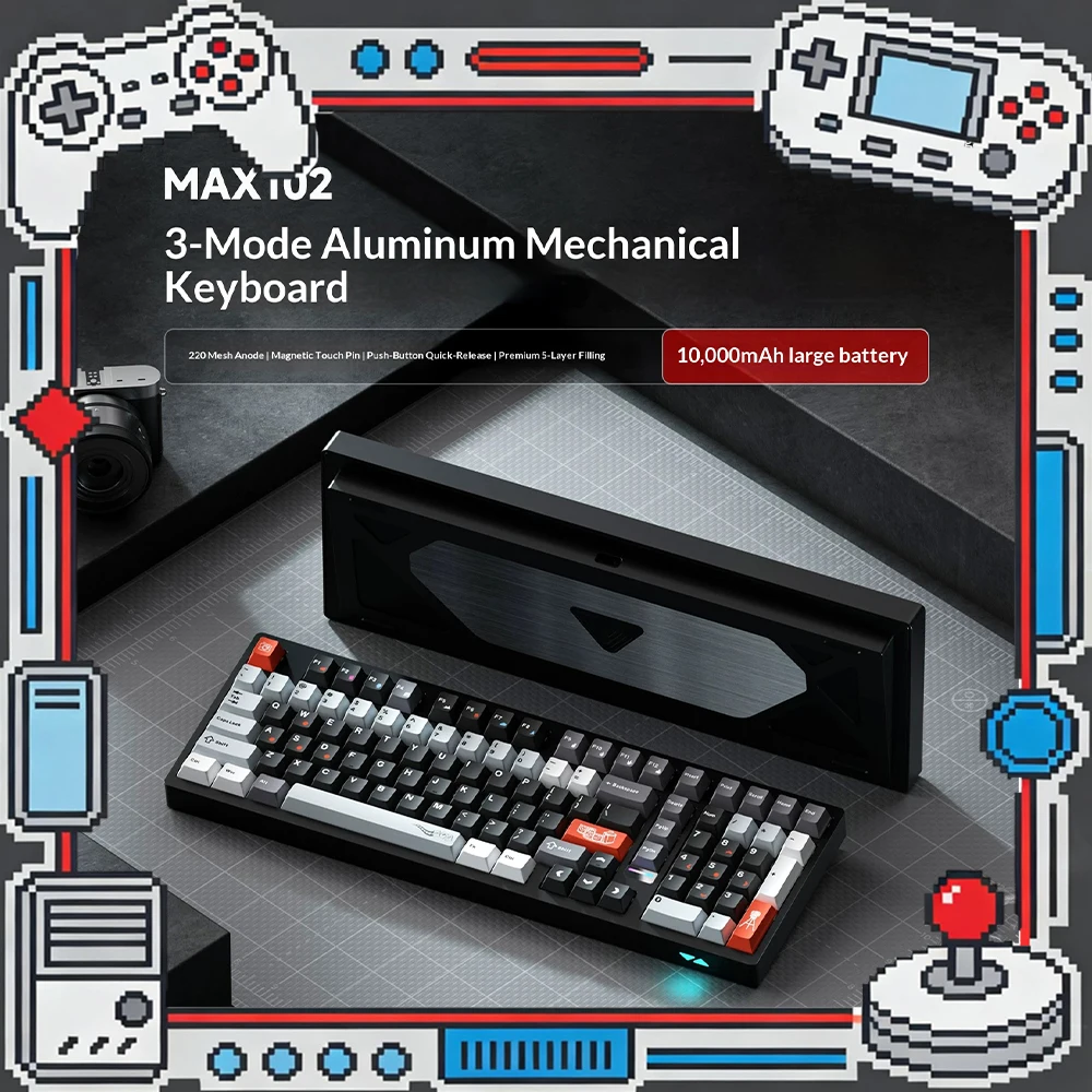 WEIKAV Max102 Wireless Keyboard High Quality Five-Layer Filling Gaming Keyboard Three-Mode Connection Silica Gel Particle GASKET