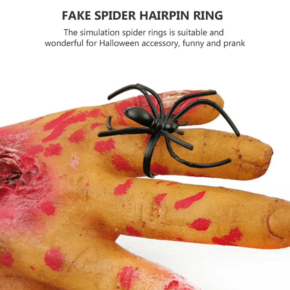 

1 set Artificial Spider Hairpin Ring Set Halloween Fake Spider Clips For Party Prank Decor Simulation Accessories Kids Costume