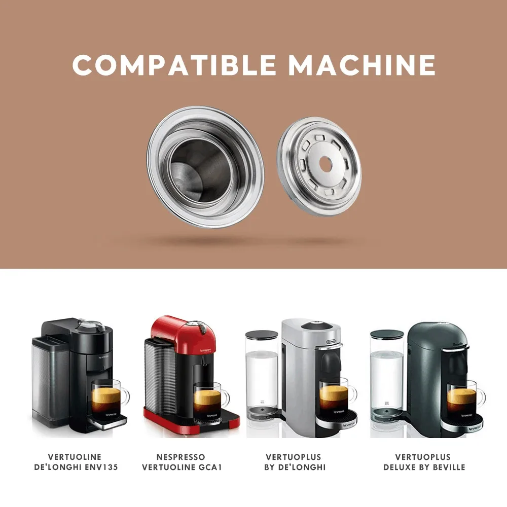 Coffee Pods Adapter Converter for Nespresso Vertuo Mahicne with Original Capsule Reusable Coffee Filters Stainless Steel Holder