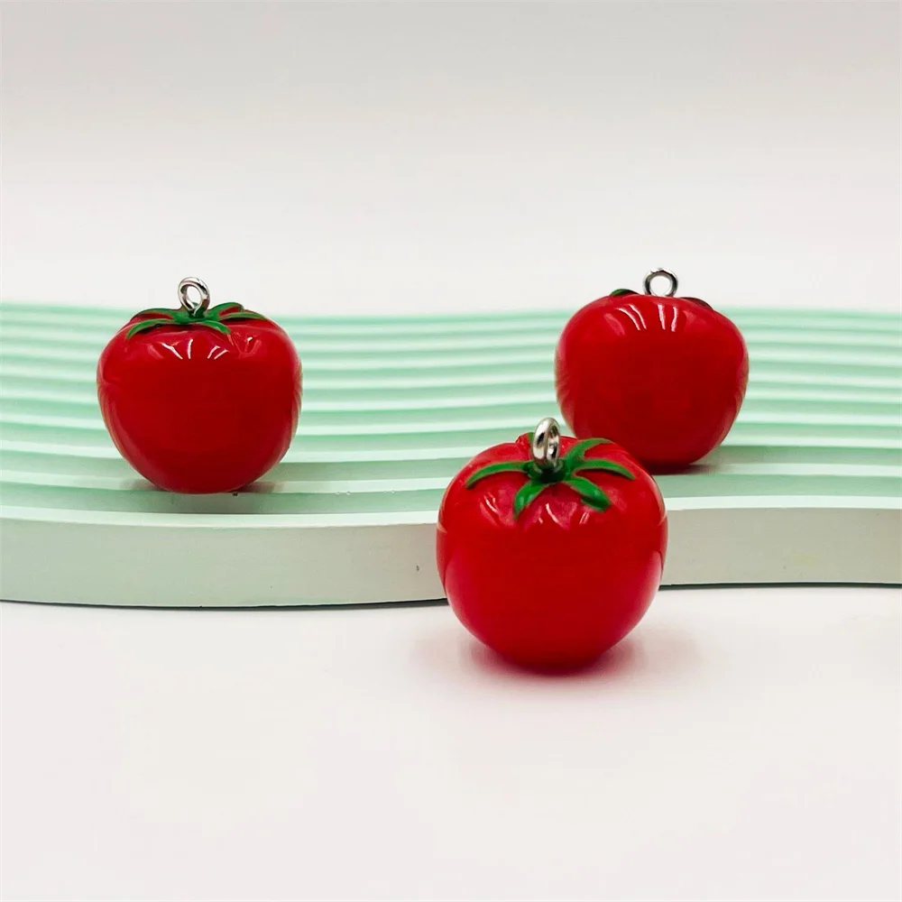 10 Uds. Colgante de fruta de resina 3D, dijes de tomates de imitación, colgante de resina para joyería DIY, pulsera, pendientes, accesorios