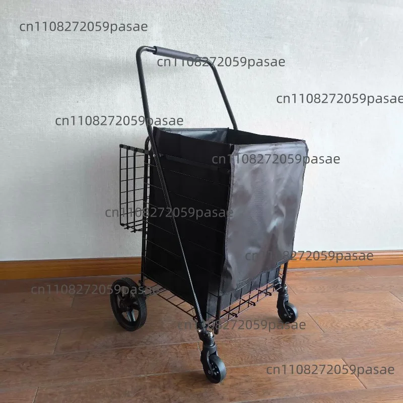 Folding Shopping Cart with Wheels; 360-degree Swivel Grocery Cart