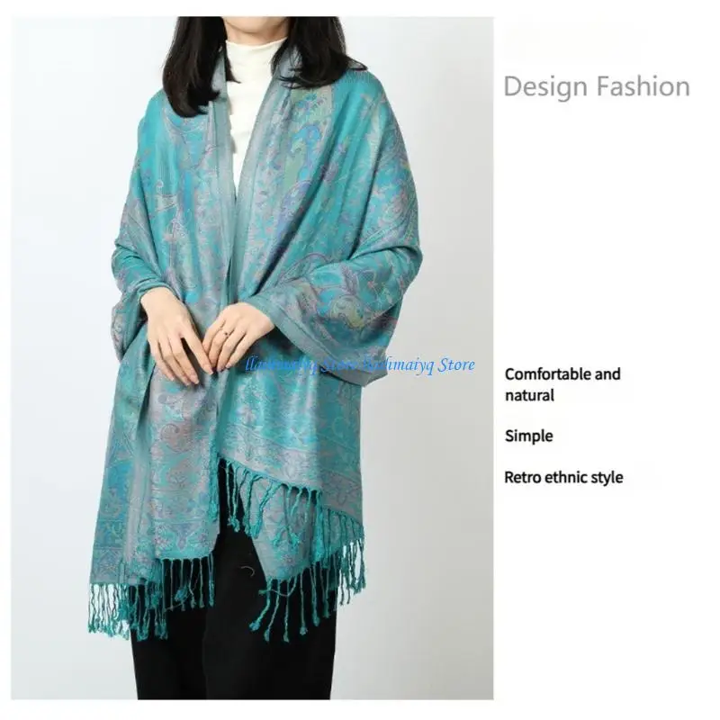 

573B Multiuse Tassels Scarf Cashew Print Shawl Bohemian Shoulder Wrap Winter Neckwear