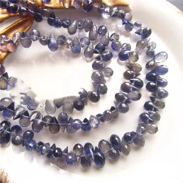 one PIECE loose beads IOLITE  drop faceted 7-8mm  for DIY jewelry making FPPJ wholesale beads nature gem stone