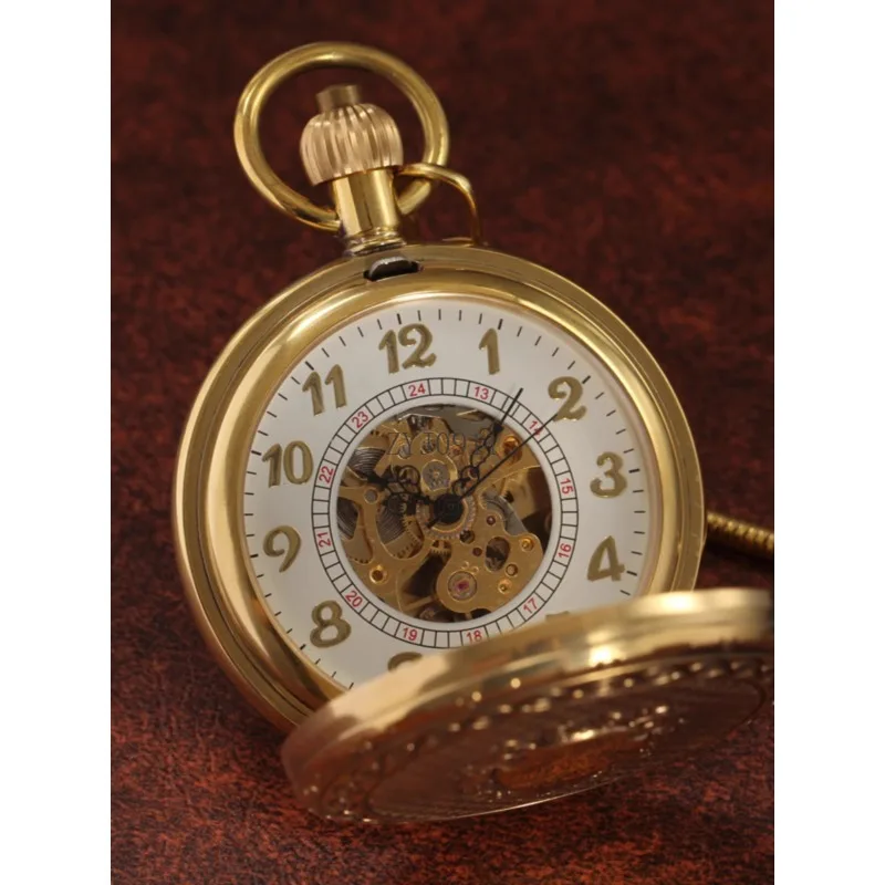 ساعة الجيب الميكانيكية الأوتوماتيكية من النحاس النقي، ساعة قلادة قلادة قلادة الحنين الرجعية