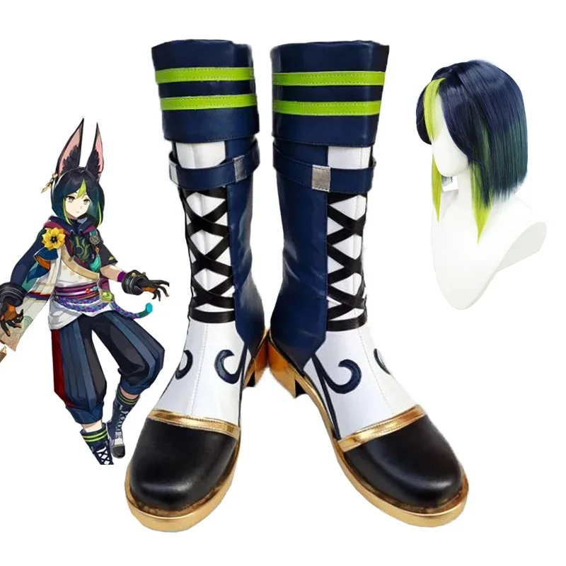 

Игра Genshin Impact Tignari, обувь для косплея, ботинки для Хэллоуина, карнавала, вечеринки, реквизит для ролевых игр, обувь для косплея, парик на заказ