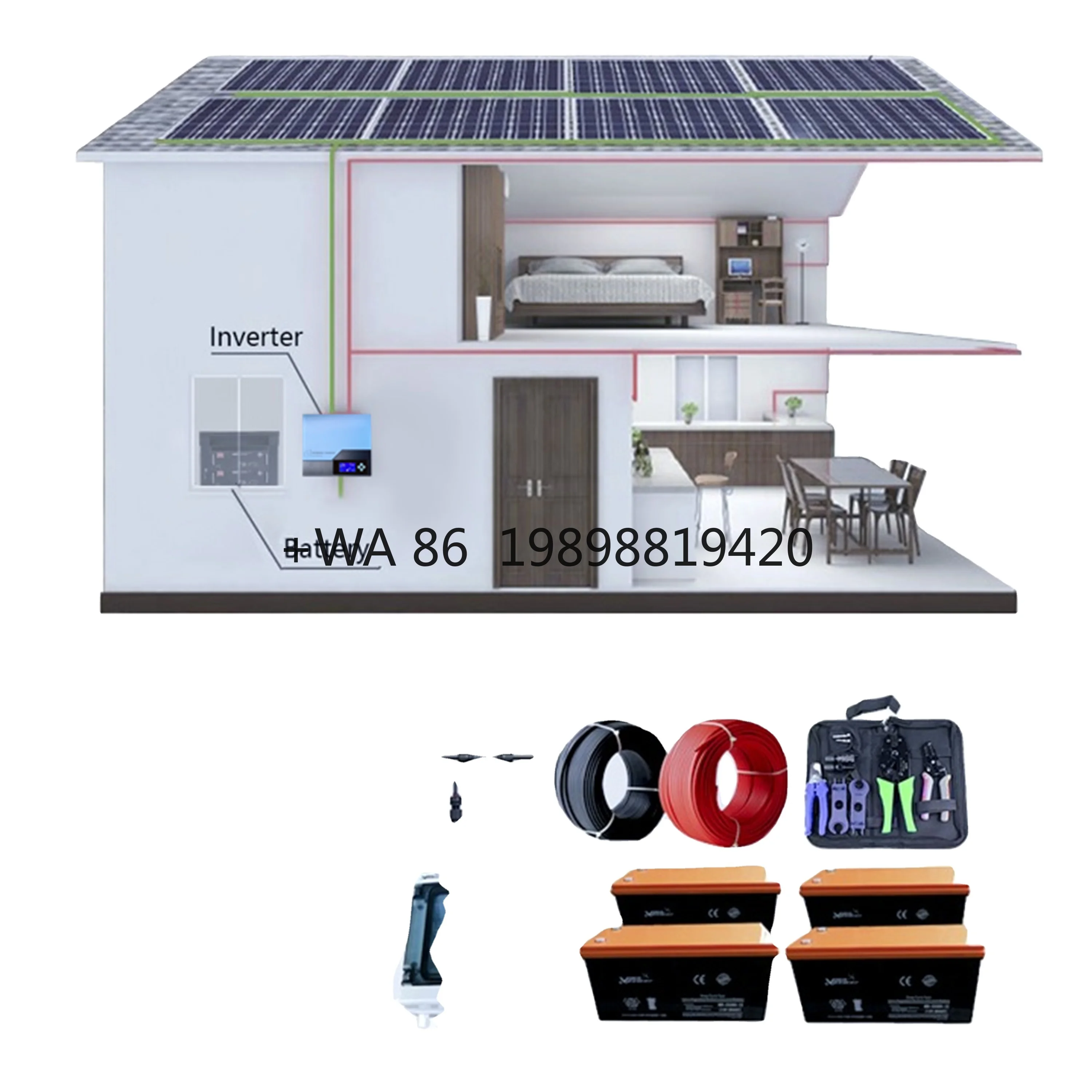 Off-grid Solar Energy System Roof Lithium Battery Stacking Aluminum Frame Intelligent Controller Inverter Inverter