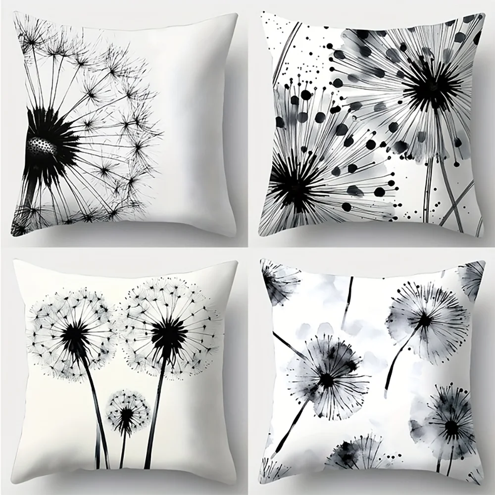 1PC 2D Flat Watercolor Dandelion Print Throw Pillow Covers Modern Minimalist Home Decor Cushion Cases No Pillow Core