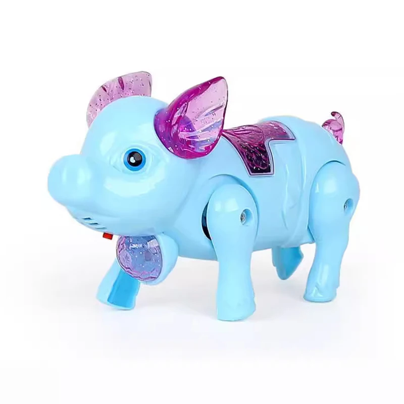ของเล่นหมูเดินได้ไฟฟ้า สีชมพู 1 ชิ้น ของเล่นเด็กมีไฟ มีเสียงเพลง ของเล่นอิเล็กทรอนิกส์แสนสนุก ของขวัญวันเกิดสำหรับเด็ก