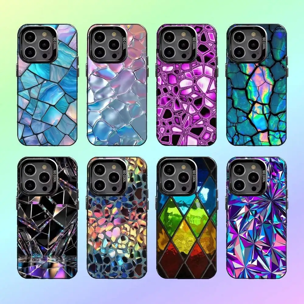 

Colorful Glass Phone Case For iPhone17,16,15,14,13,12,11 Colored Silver Plated Inside Cover