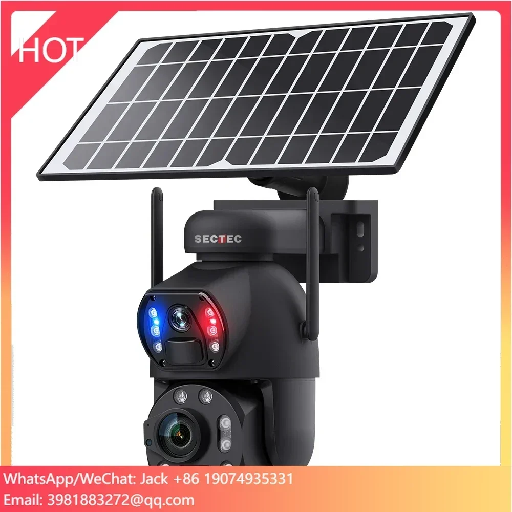 กล้องวงจรปิด SECTEC 10W ซูม 36 เท่า เลนส์คู่ 4G พลังงานแสงอาทิตย์ สำหรับภายนอกอาคาร รองรับเครือข่าย ซูม 36 เท่า เลนส์คู่ ความละเอียด 6MP บันทึกภาพตลอด 24 ชั่วโมง แบตเตอรี่ 20000mAh กล้องพลังงานแสงอาทิตย์พร้อมเลเซอร์
