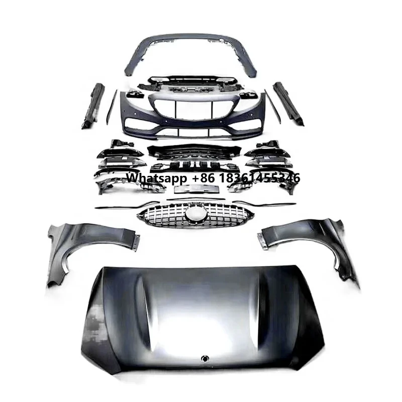 

fenders and Hood C Class W205 2015-2021 C63 Style Car bumper Front Rear bumper