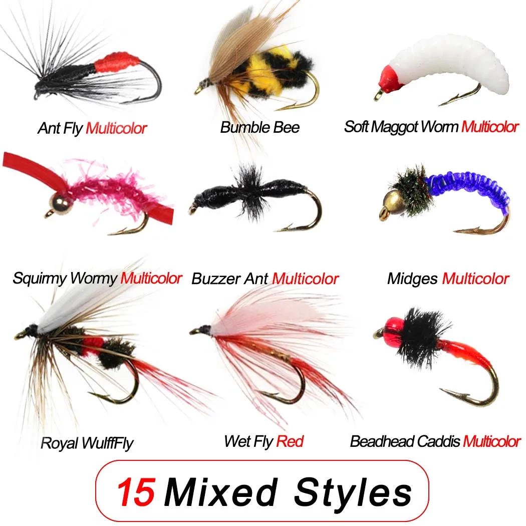 15/18Pcs  Insects Flies Fly Fishing Lures Bait Wet/Dry Flies Trout Artificial Insects Lure