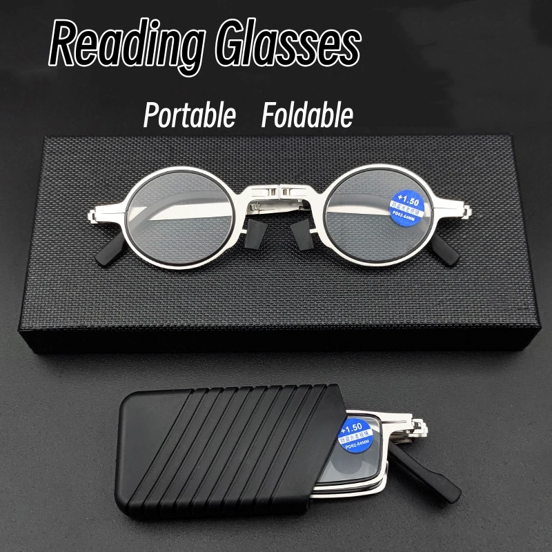 

High-definition Portable Reading Eyeglasses for Men Anti Blue Light Foldable Presbyopic Glasses New Round Square Frame Eyewear