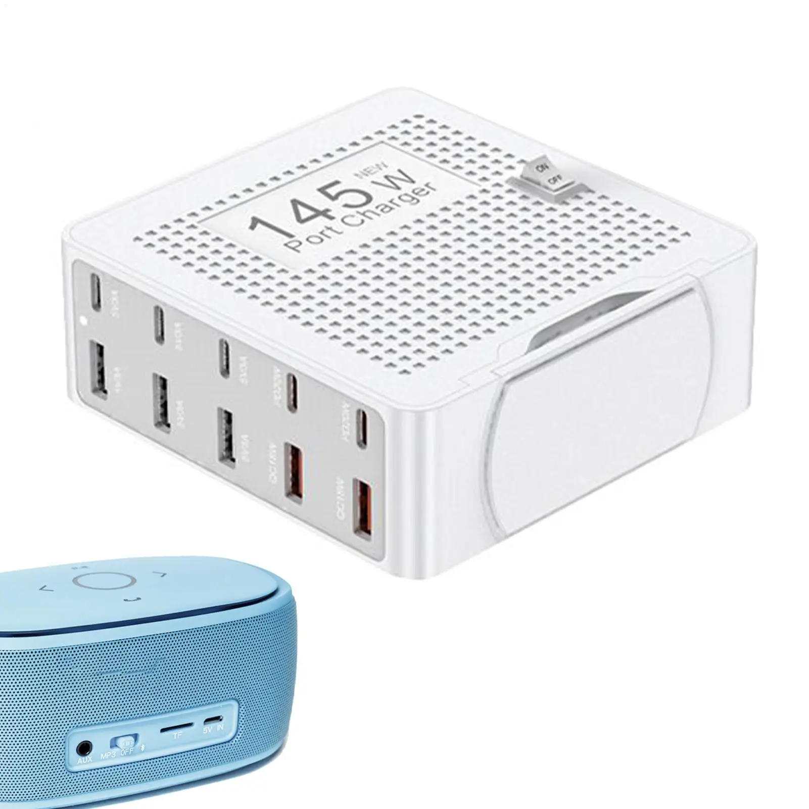 

Multiport USB Charging Station Headphones Charging Hub PD QC3.0 145W Smart Portable 10-Port Charger Station for Home Laptop