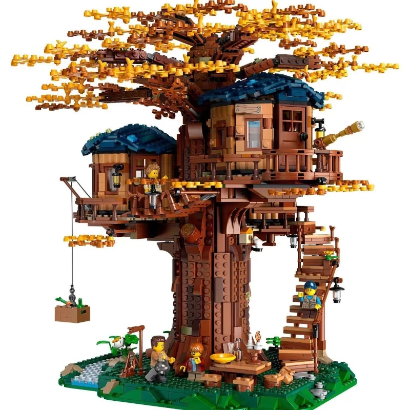 Creative street view series tree house building block house boys and girls adult high difficulty puzzle assembly model ornament