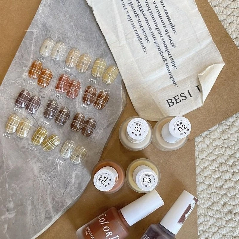 

12 Colors Set Nail Art Watercolor Fluid Set Gradient Marbling Ink Formula for Candy Colors Salon Professional Use Nail Gel Kit