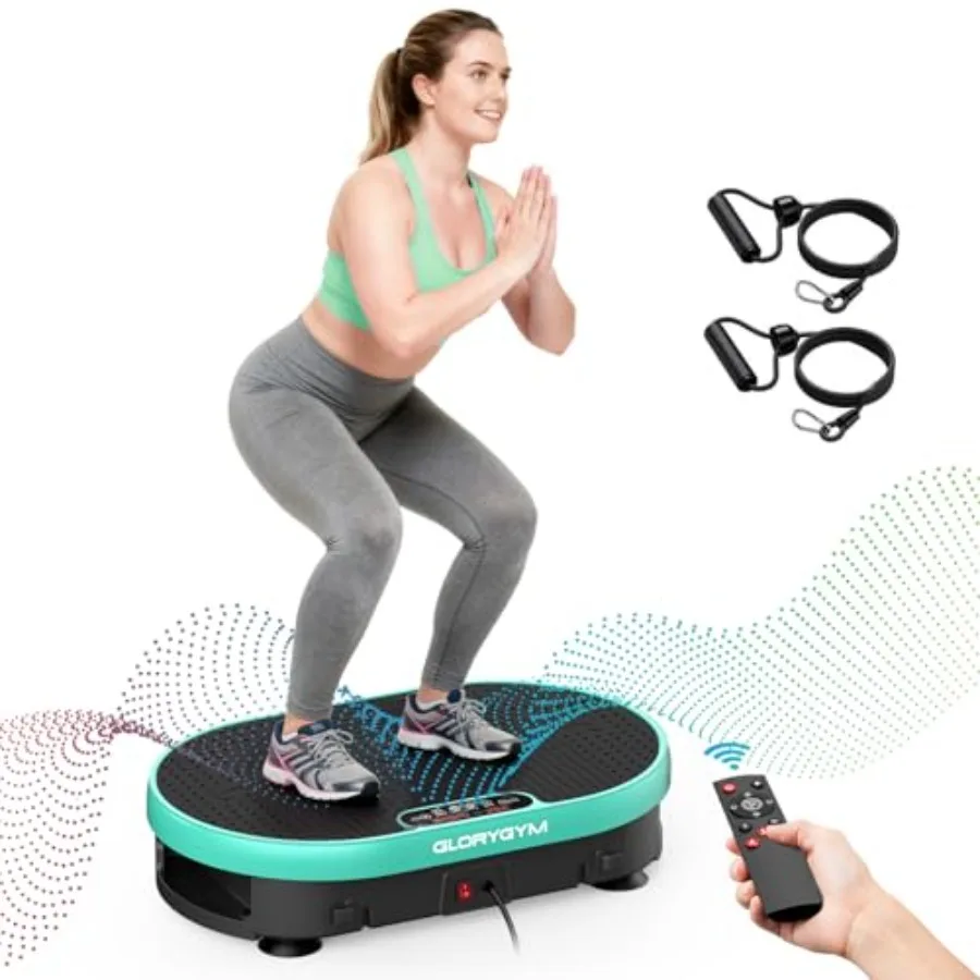 

Vibration Plate Exercise Machine with Resistance Bands for Weight Loss 120 Speed Levels Remote Control Compact Home Gym Equipme