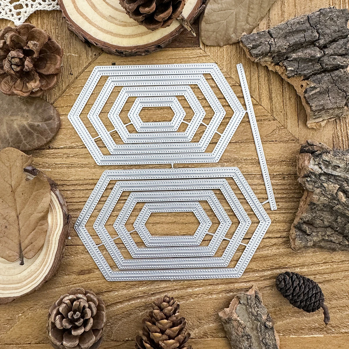 Original Basic Hexagons Layers Double Lines Frames Metal Cutting Dies Scrapbooking Decorative Embossing DIY Paper Cards