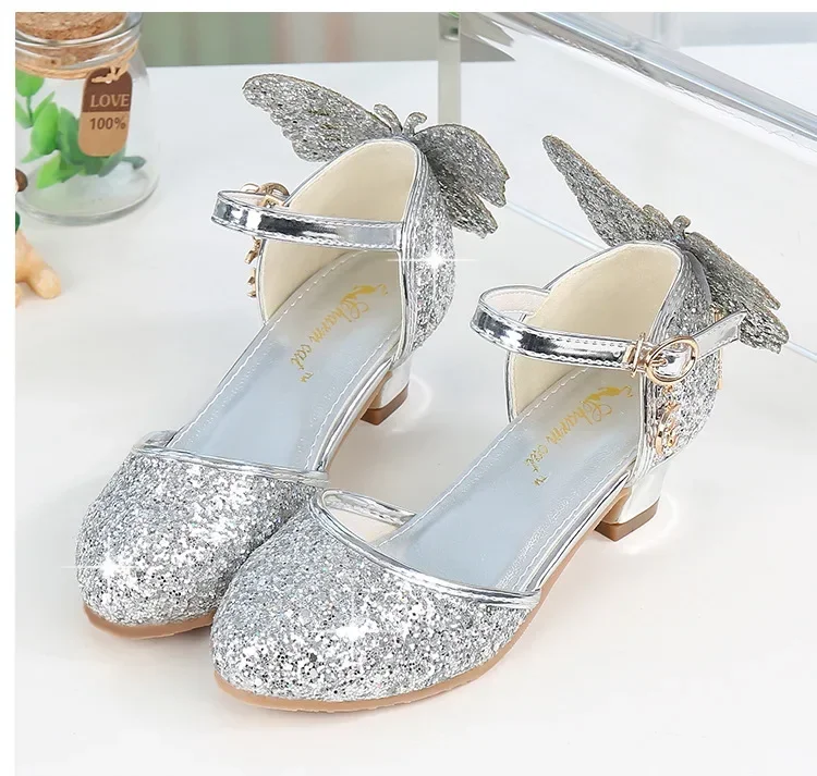 Zapatos NiñaGirl-Chaussures en cuir à talons hauts pour filles, sandales princesse, chaussures en cristal, Mary Gasoline, mode enfant, nouveau