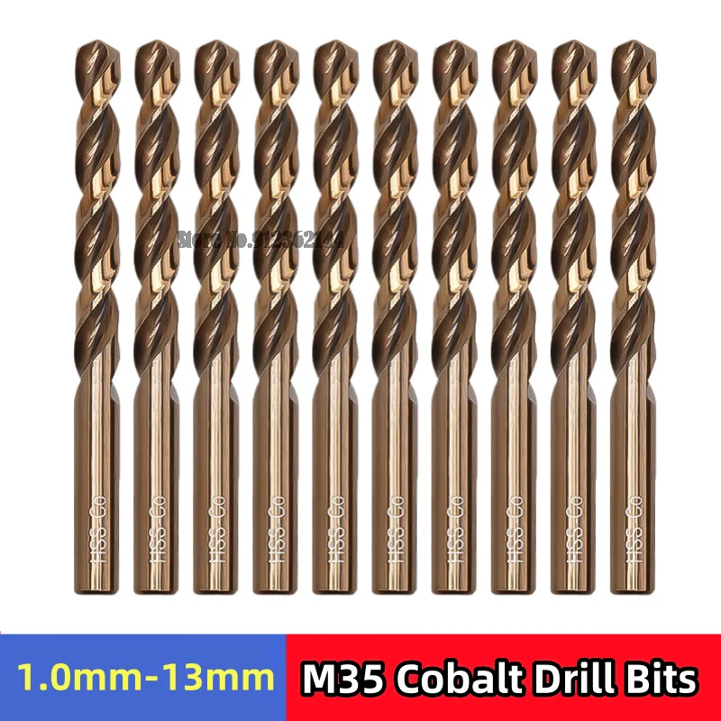 Cobalt Drill Bit Set M35 HSS 1.0-13mm 135° Split Point for Stainless Steel Hard Metal Fast Drilling Long Life Industrial Tool