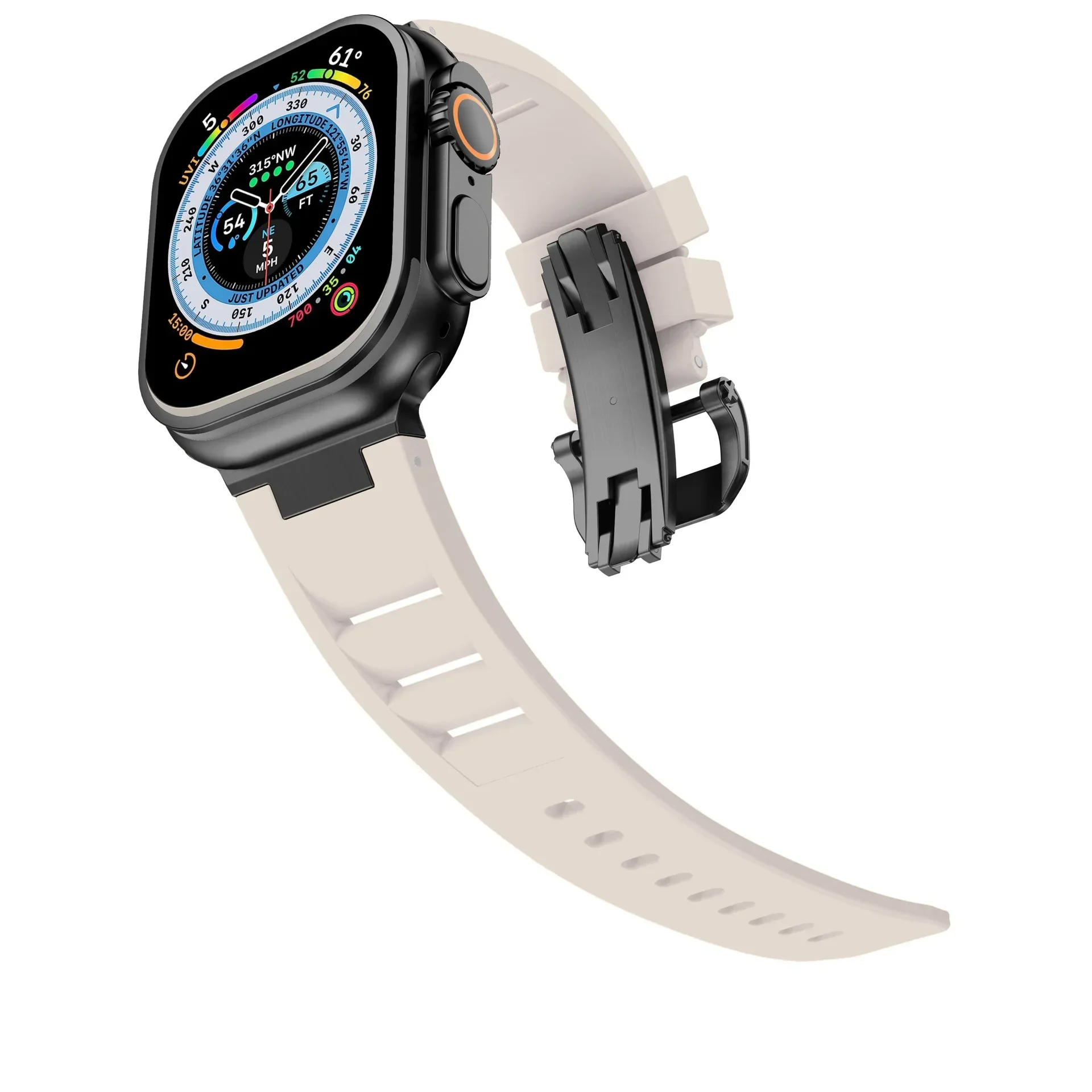 Pulseira de borracha esportiva para apple watch s10 46mm ultra 2 49mm 45mm 44mm pulseira de silicone macio para iwatch série 9 8 7 6 5 4 se pulseira