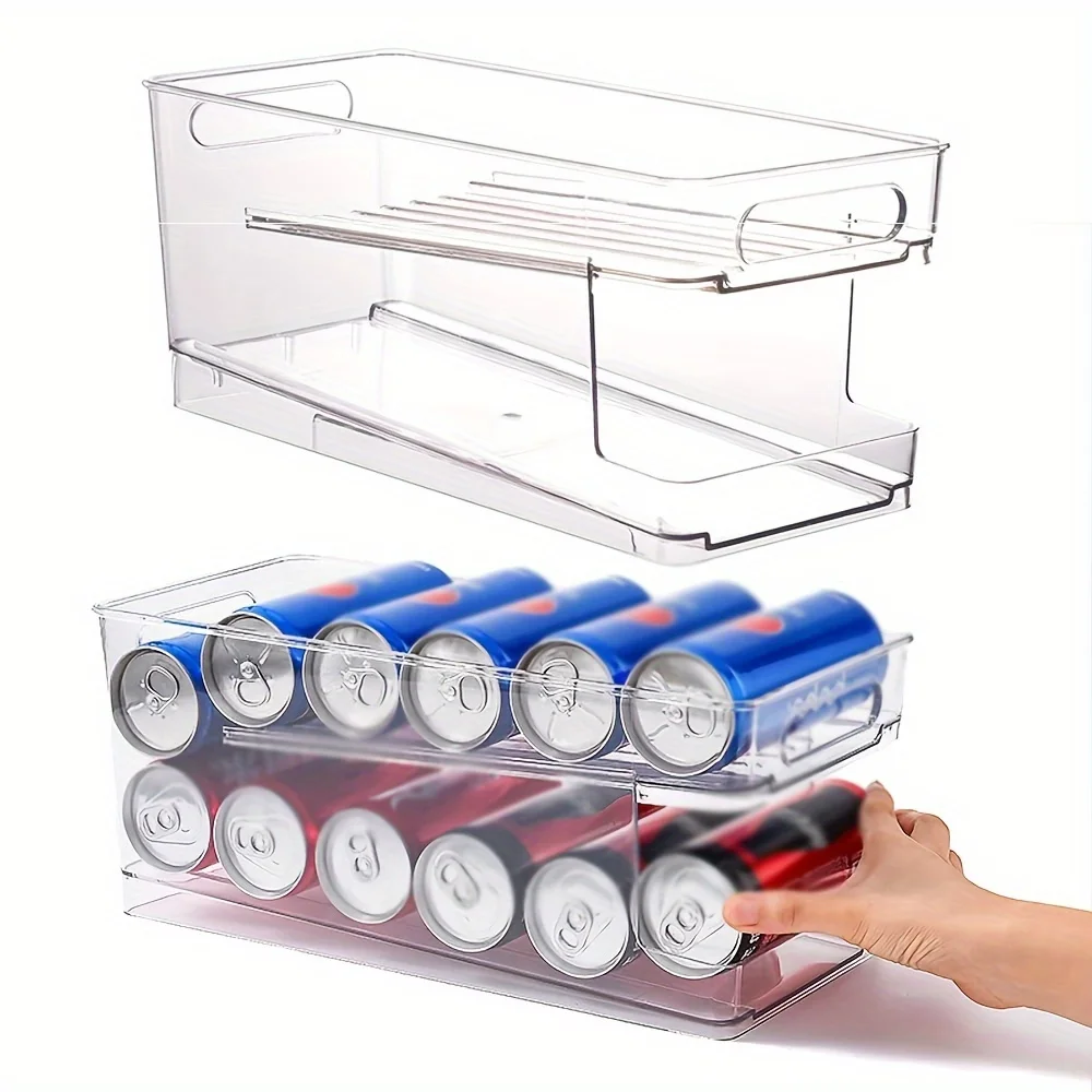 1PC Double layered Rolling Can Dispenser with Bisphenol A Free Soda and Beverage Manager - Perfect for Refrigerators, Pantry