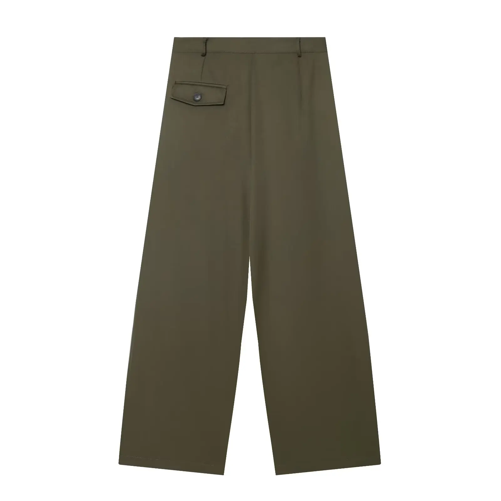 TFMLN Damen Mode Weite Hosen Vintage Hohe Taille Reißverschluss Lässige Gerade Hochgeschnittene Plissierte Lange Hosen Neu – Detail 11