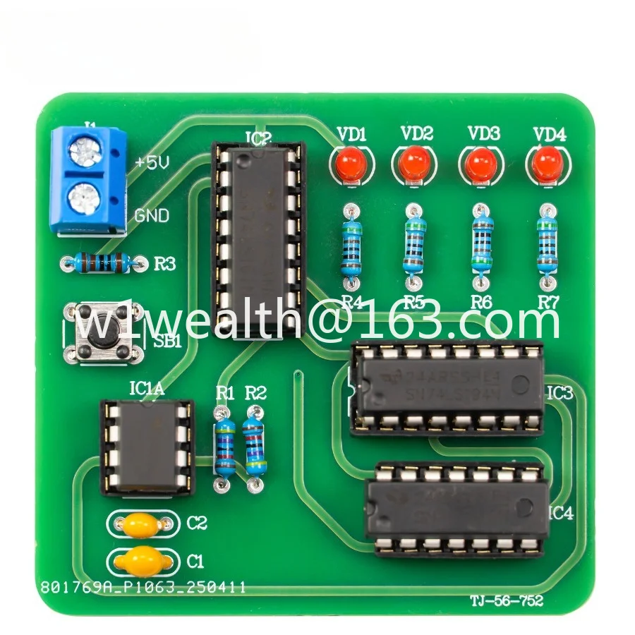 Four-way lantern controller kit Digital circuit Welding training DIY production spare parts TJ-56-752