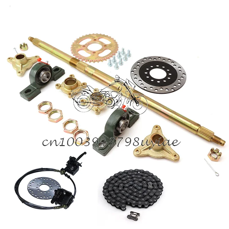 

Holes 610mm 650mm 710mm 740mm Heavy Wheel Hub Rear Axle Assy With 428# 37T Sprocket 160mm Disc Brake 140L chain Parts