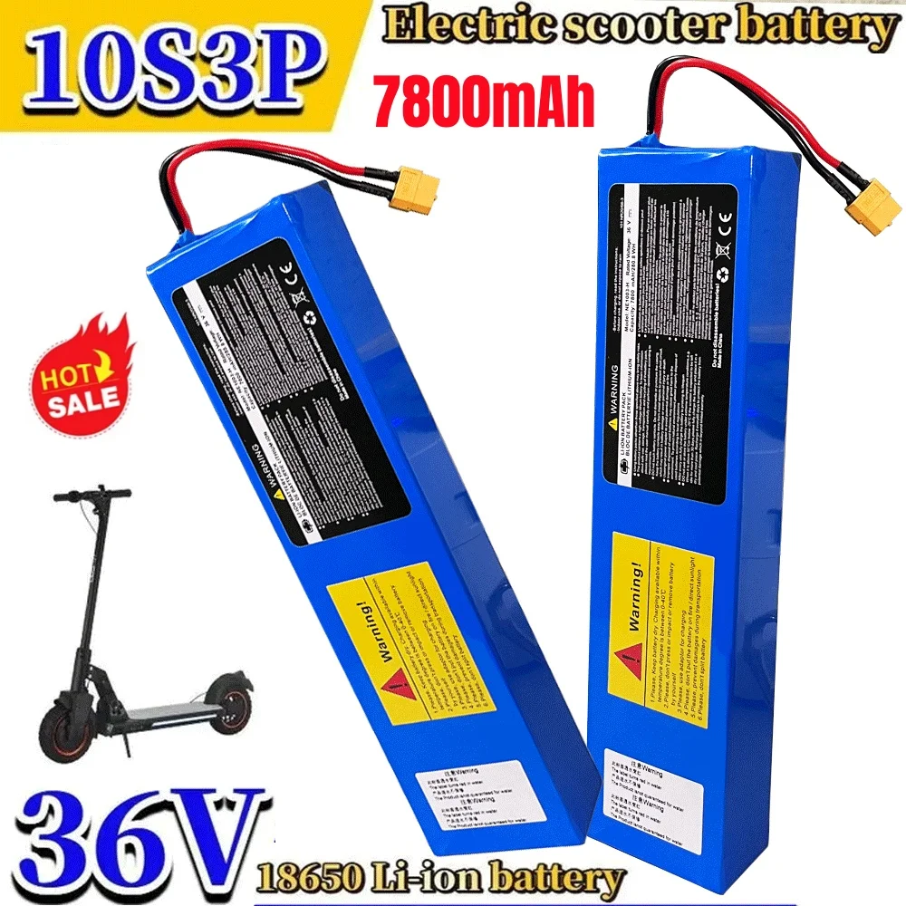 10S3P 36V 7.8Ah 18650 Rechargeable Lithium Battery 250W-500W Power Modified Bicycle Electric Scooter Vehicle BMS + 42V Charger