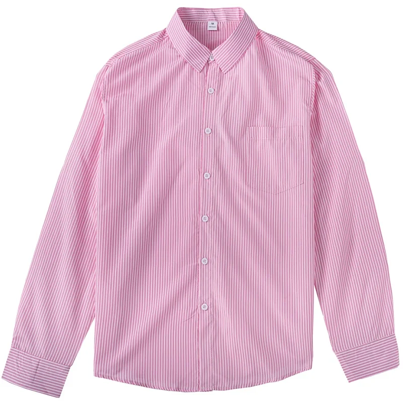 

Классические полосатые летние новые ленивые стильные модные универсальные мужские рубашки в стиле бойфренда с длинными рукавами и воротником-стойкой с карманами