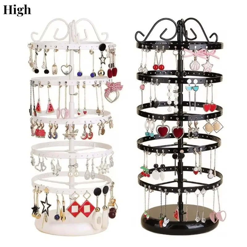 Earring Holder Organizer with Stable Base Adjustable 5-Tiers Rotating Earrings Display Stand Desktop Jewelry Organizer