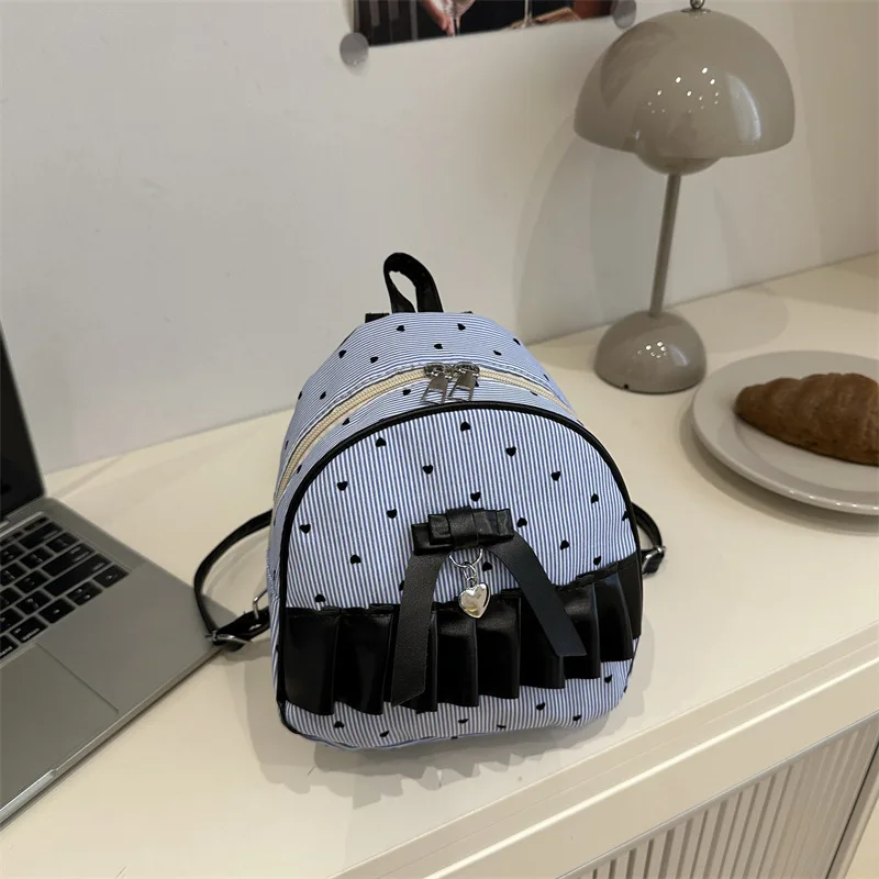 

Korean-style girl bow backpack for girls 2025 new style fashionable and cute polka dot small backpack versatile handbag