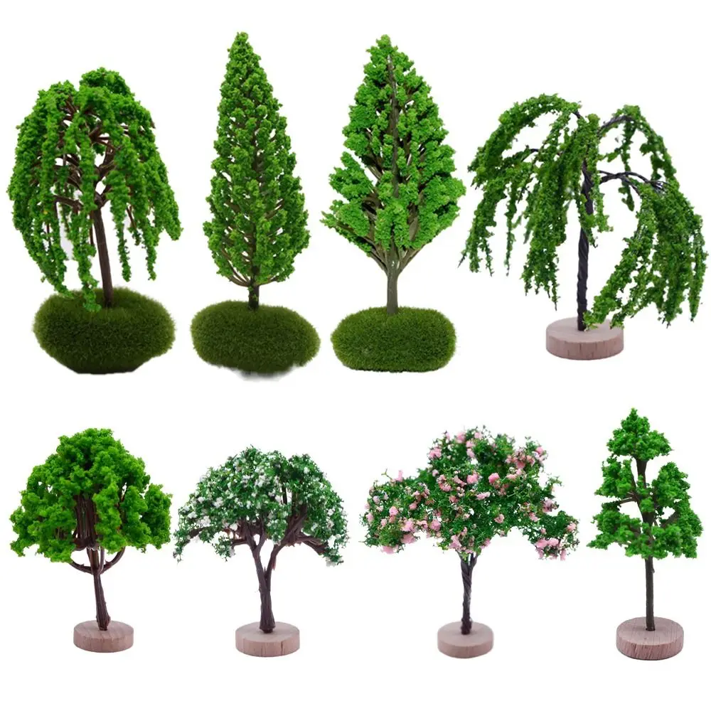 Green Micro Garden Flower Tree Multi-size Fairy Garden Simulation Tree Figurine Dollhouse Ornament Micro Landscape Scene Model
