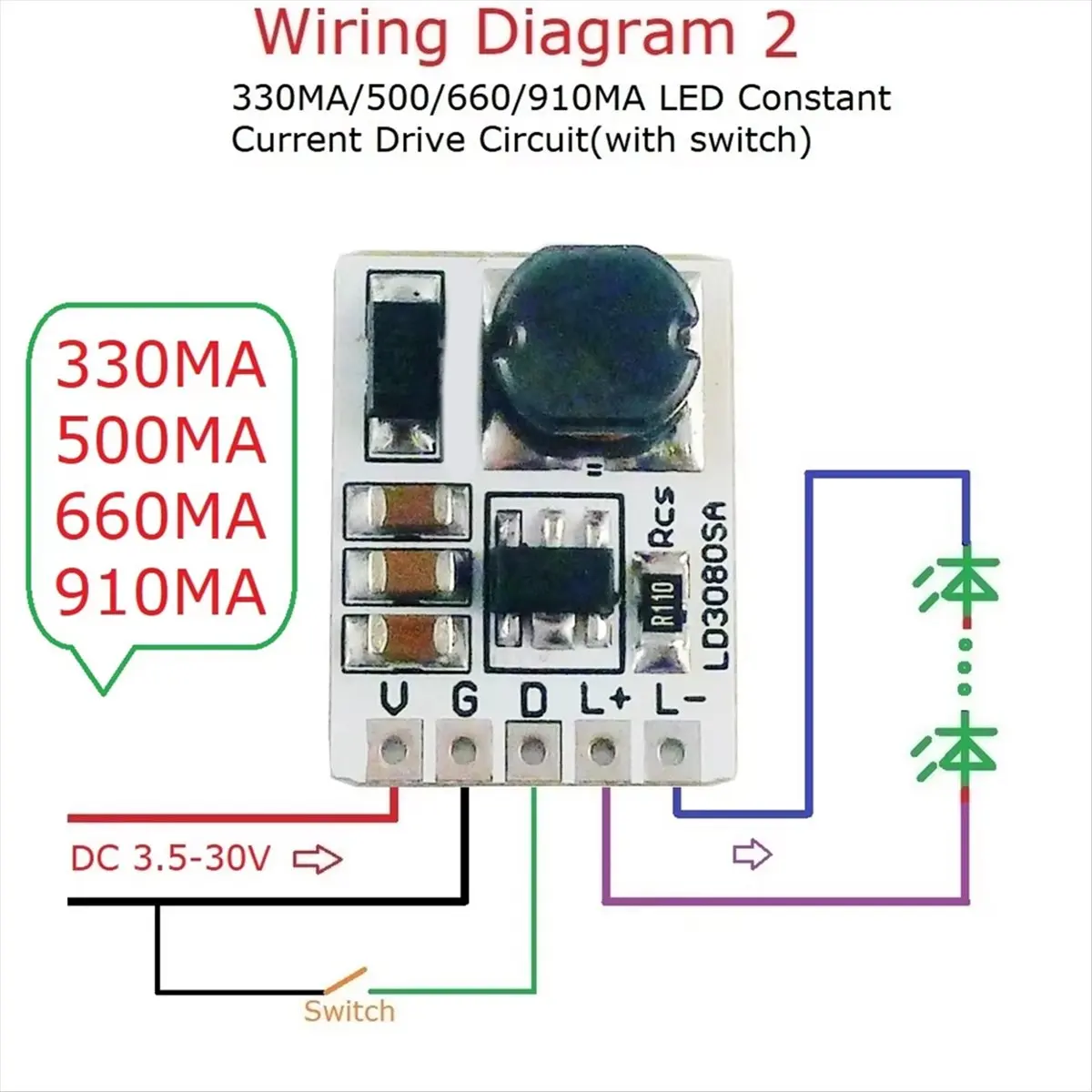 A40I LD3080SA 20W DC 3.5-30V Step-Down HB LED Driver Module DC-DC Constant Current Module for Flashlight Headlight 910MA view 6
