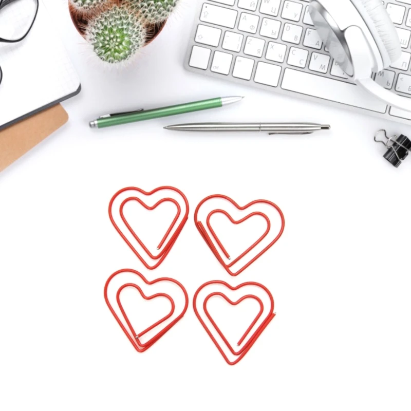 100 Stuks Hart Paperclip Metalen Paperclip Bestand Houder Clip Metalen Bladwijzers Pagina Divider voor Binding Bestand Papieren