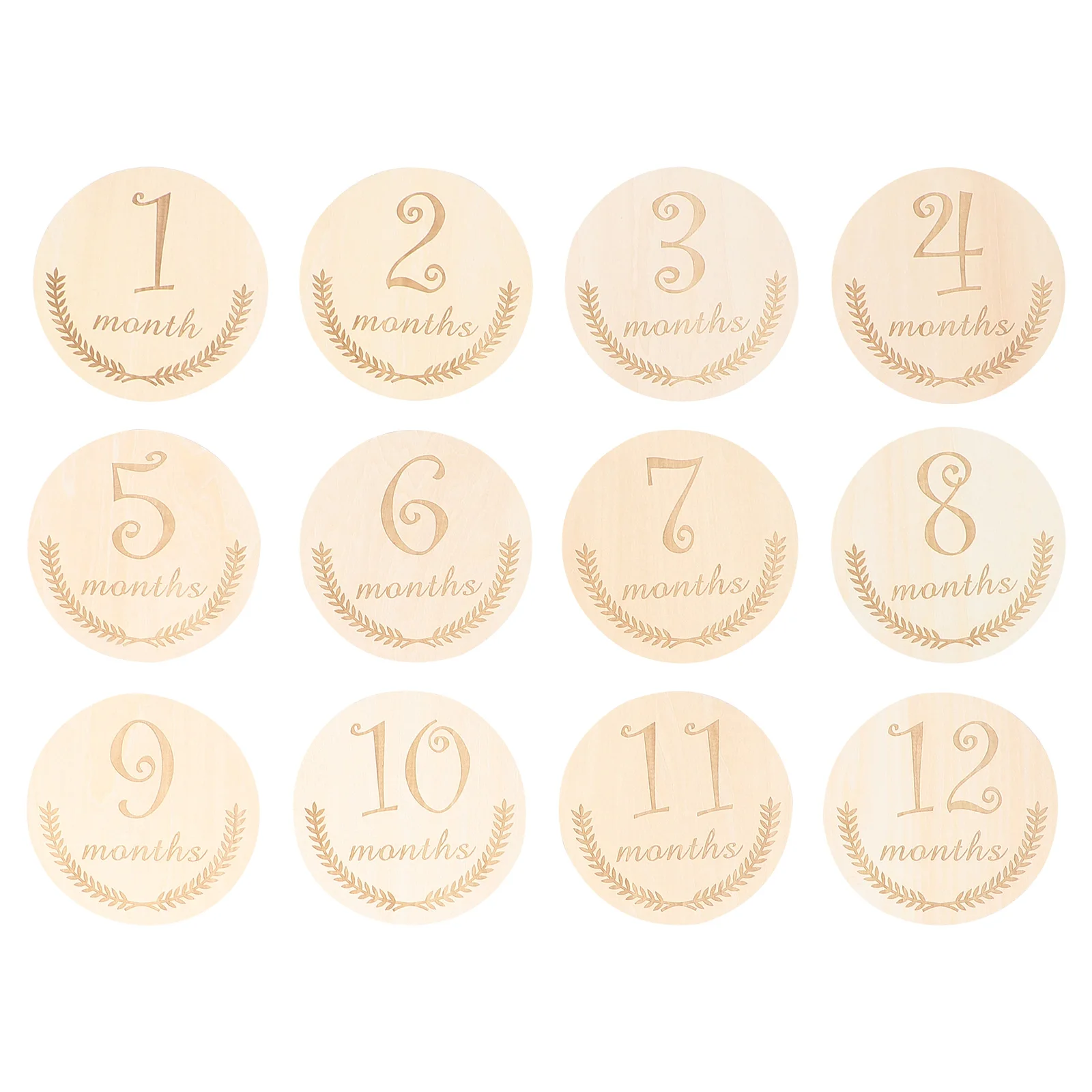 

12pcs Wooden Baby Month Cards Durable Practical Premium Material Photo Background Props Milestone Recording Growth