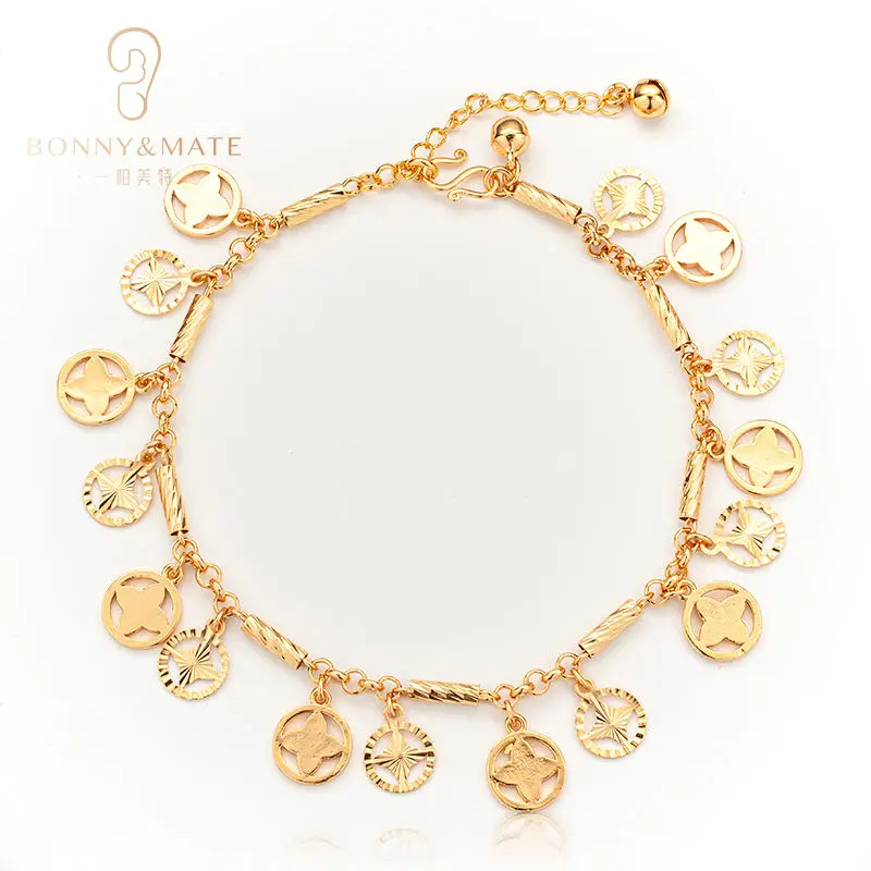 2023 New Design Fashion 24k Gold Plated Summer Anklet Charm Anklet Set Custom Jewelry For Women